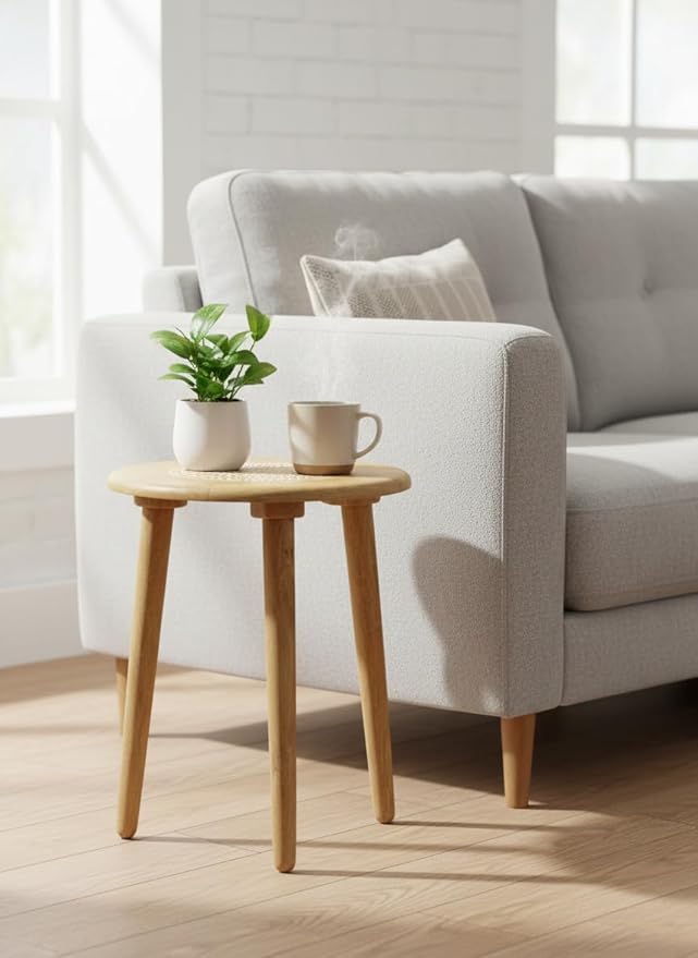 Solid Wood Round Side Table