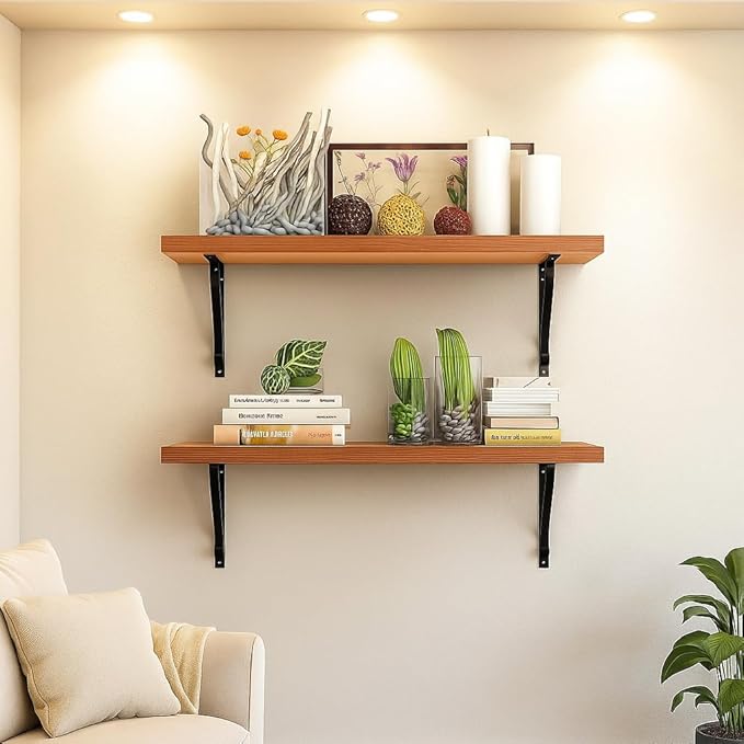 Wall-Mounted Wooden Floating Shelf